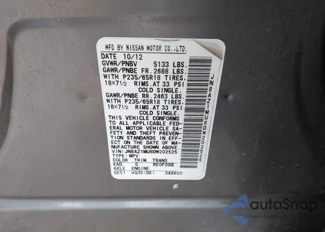 2013 Nissan Murano Sl z USA, uszkodzony, nr VIN JN8AZ1MU8DW202525